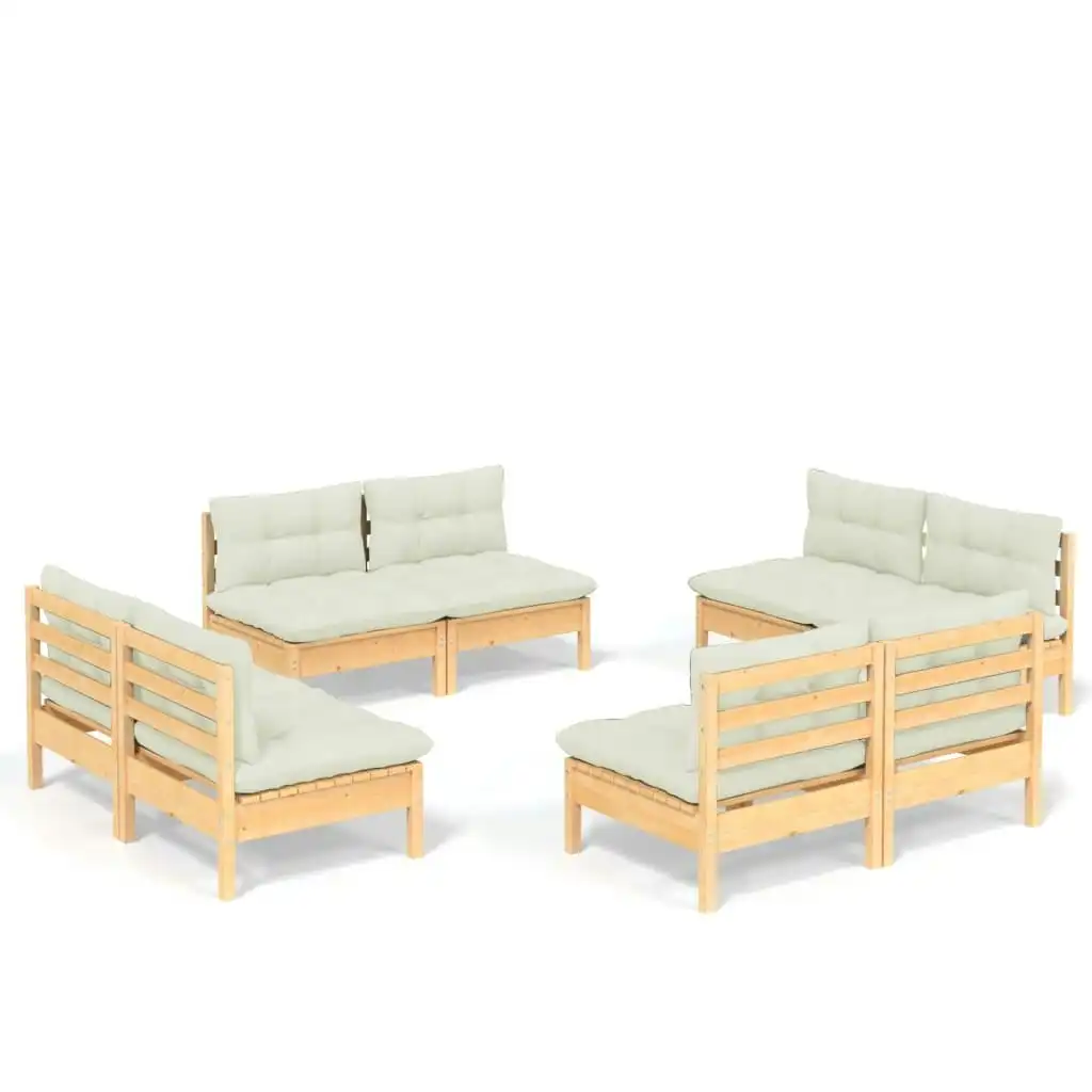 8 Piece Garden Lounge Set with Cream Cushions Pinewood 3096040