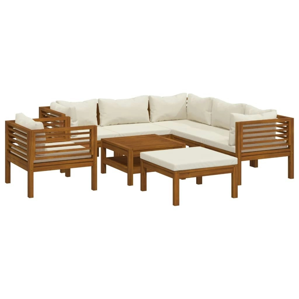 8 Piece Garden Lounge Set with Cream Cushion Solid Acacia Wood 3086939