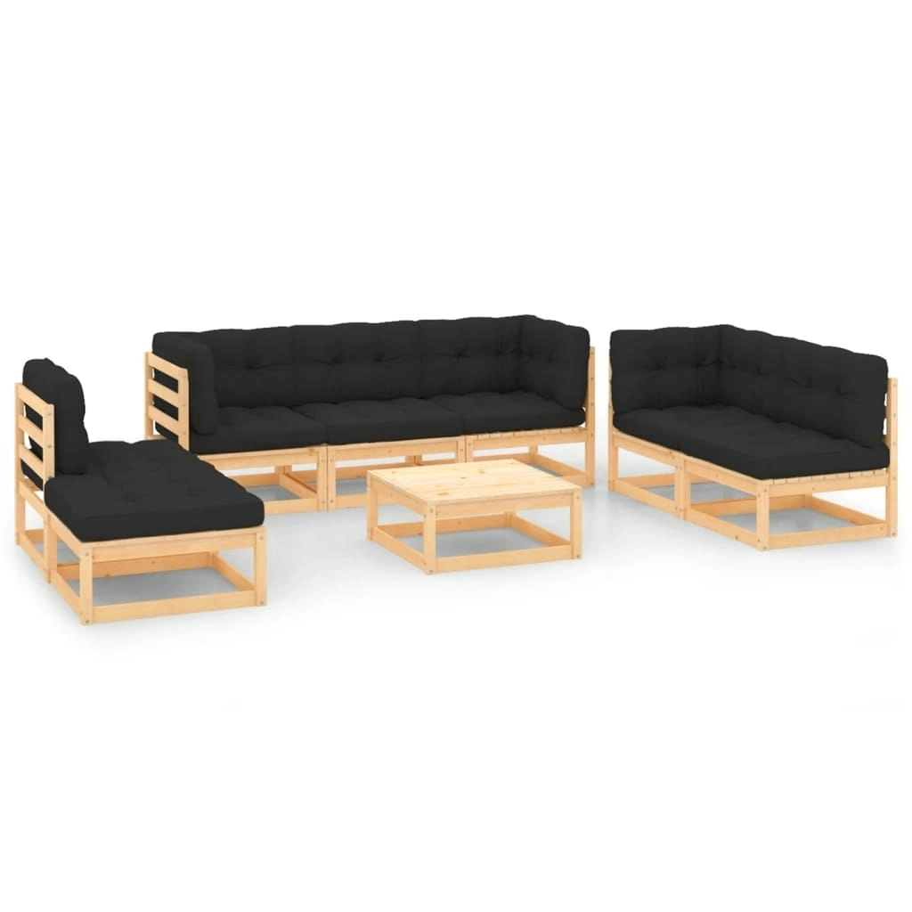 8 Piece Garden Lounge Set with Cushions Solid Pinewood 3083817