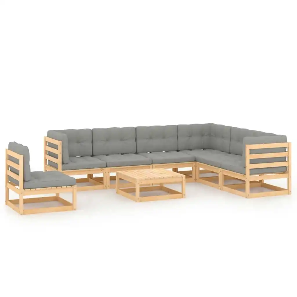 8 Piece Garden Lounge Set with Cushions Solid Pinewood 3076819