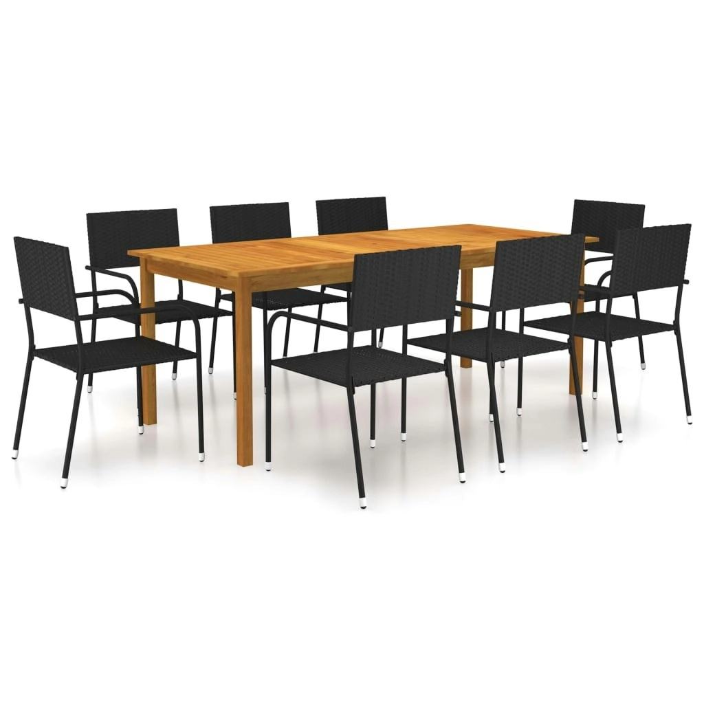 9 Piece Garden Dining Set Black 3067924