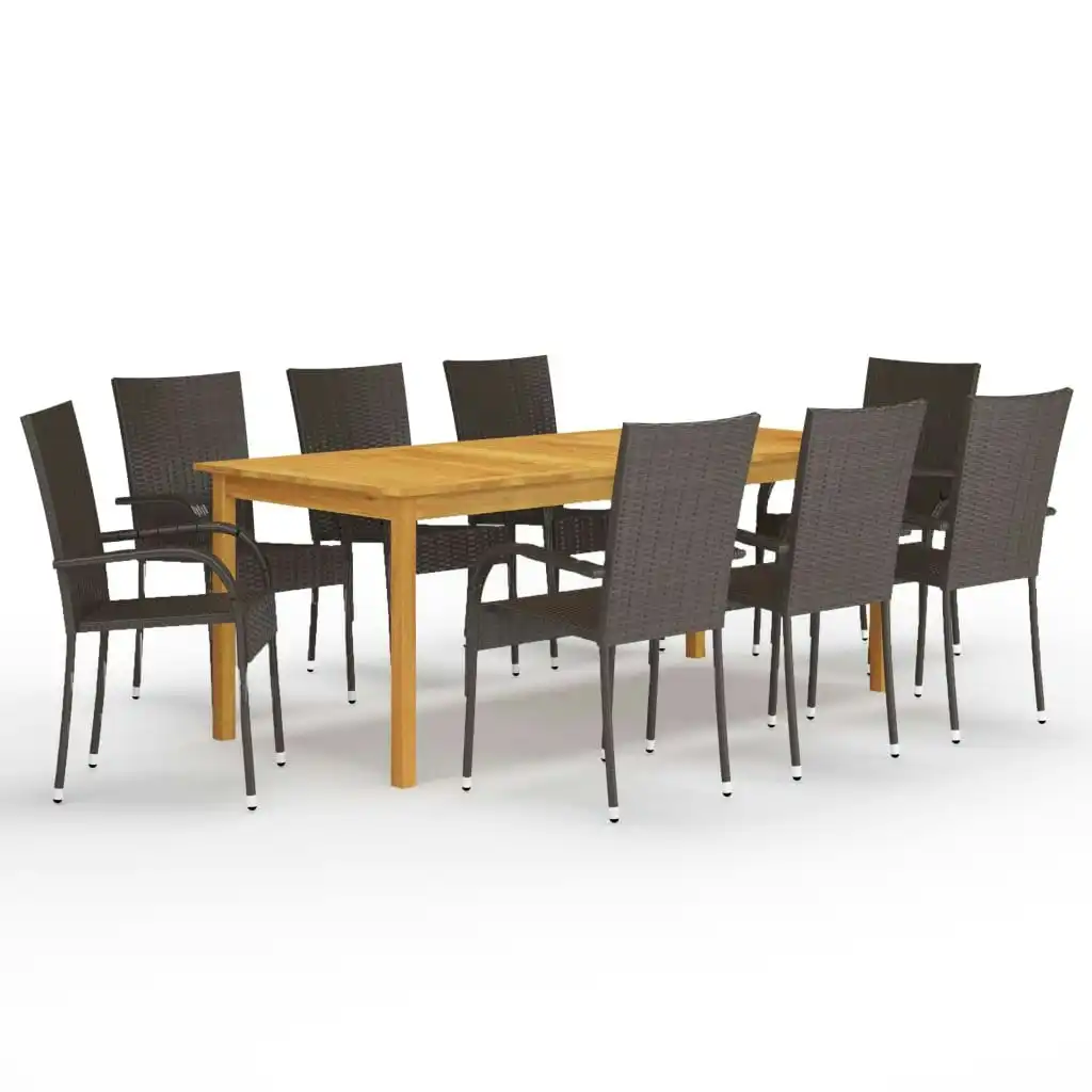 9 Piece Garden Dining Set Brown 3067880