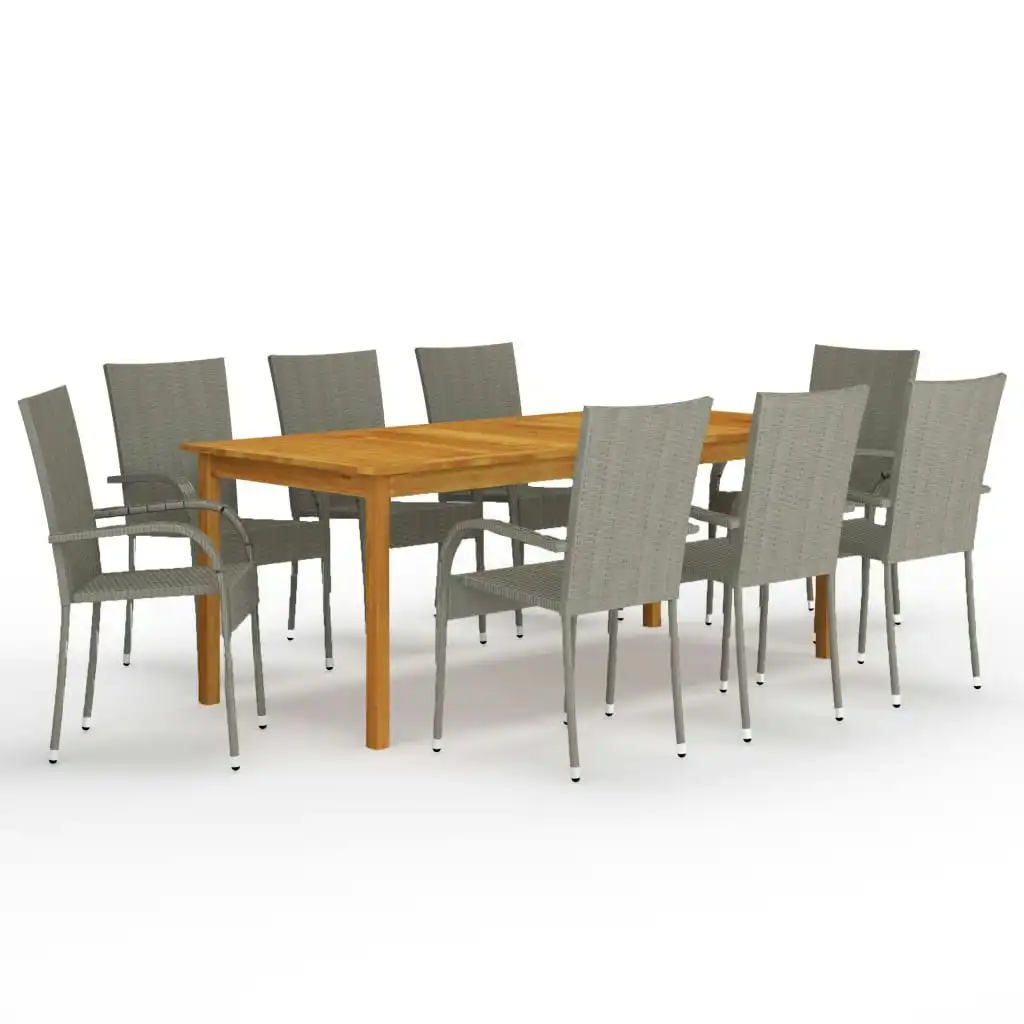 9 Piece Garden Dining Set Grey 3067882