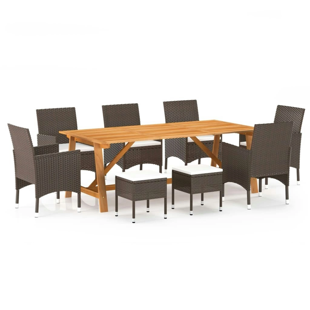 9 Piece Garden Dining Set Brown 3068803