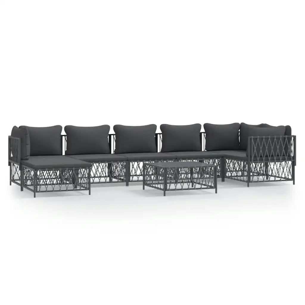 8 Piece Garden Lounge Set with Cushions Anthracite Steel 3186899