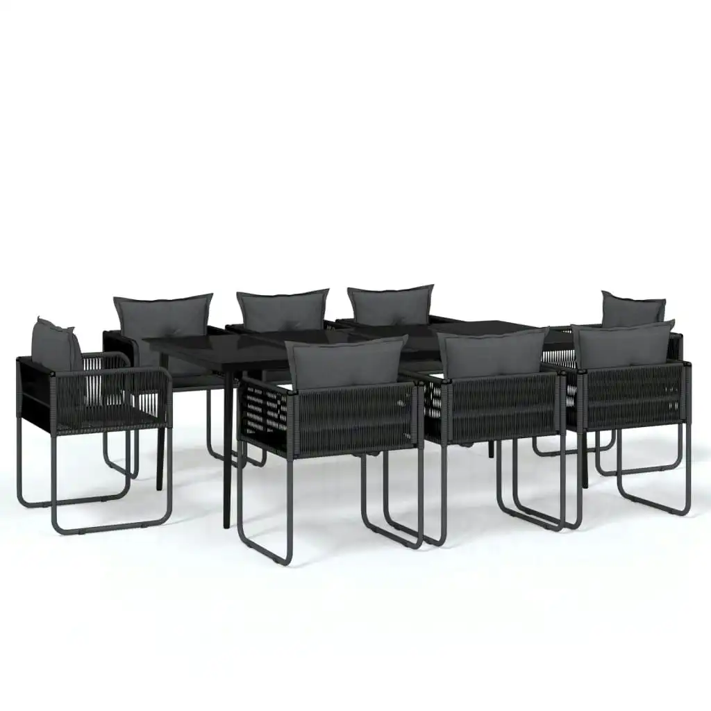 9 Piece Garden Dining Set Black 3099088