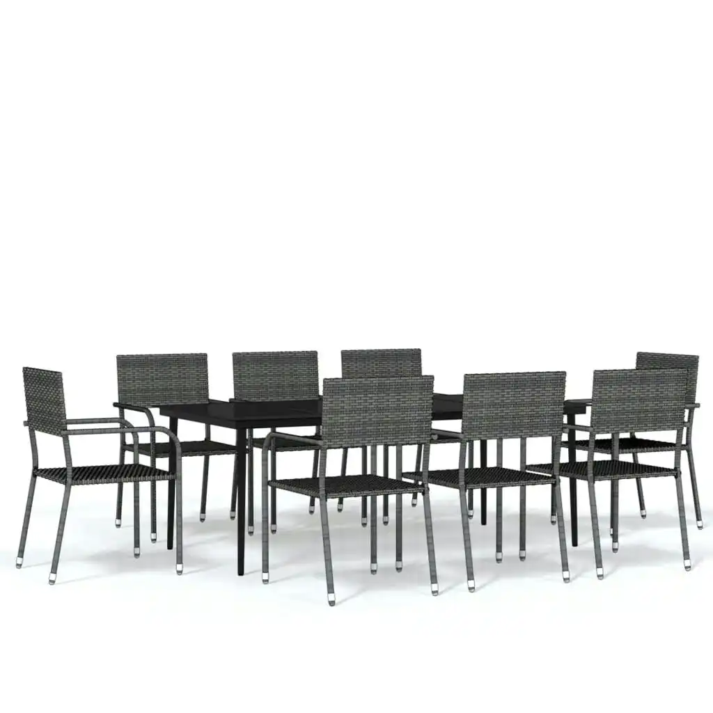 9 Piece Garden Dining Set Grey 3099600