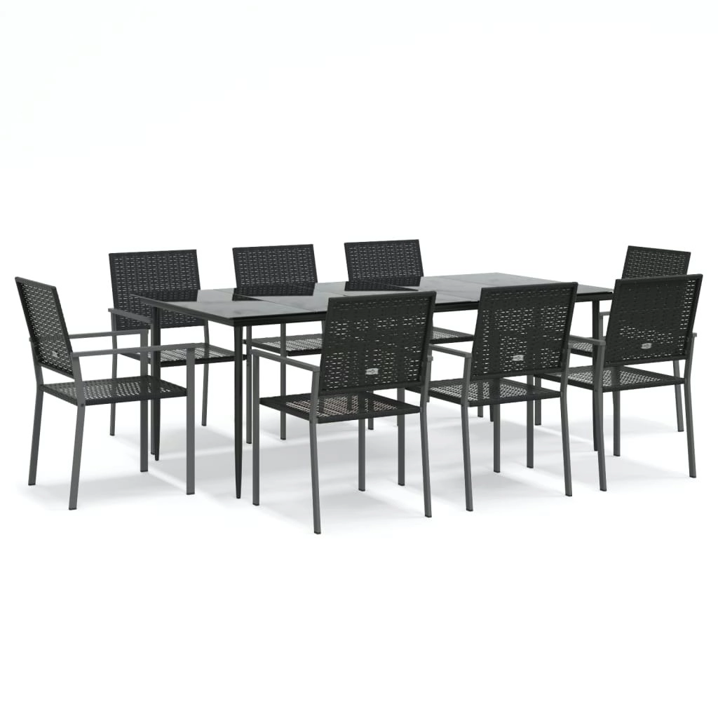 9 Piece Garden Dining Set Poly Rattan and Steel 3187016