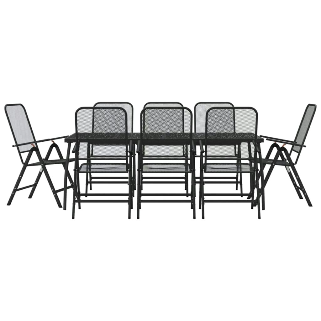 9 Piece Garden Dining Set Anthracite Metal Mesh 3211824