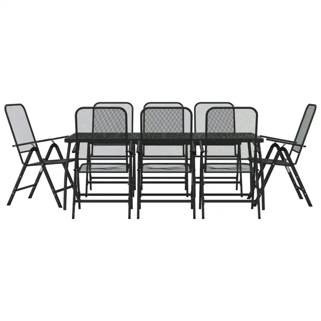 9 Piece Garden Dining Set Anthracite Metal Mesh 3211824