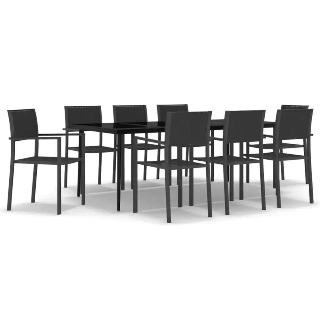 9 Piece Garden Dining Set Black 3099280