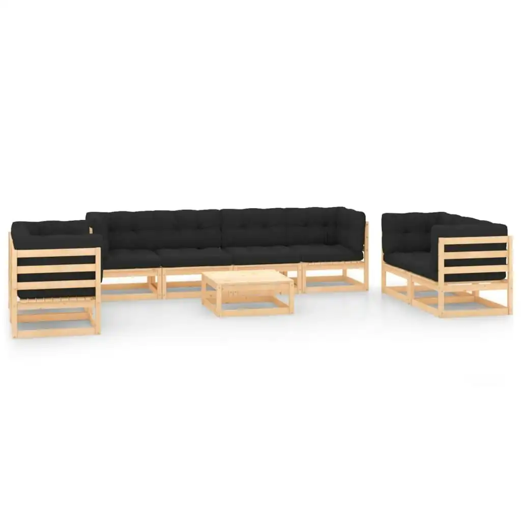 9 Piece Garden Lounge Set with Cushions Solid Pinewood 3083770