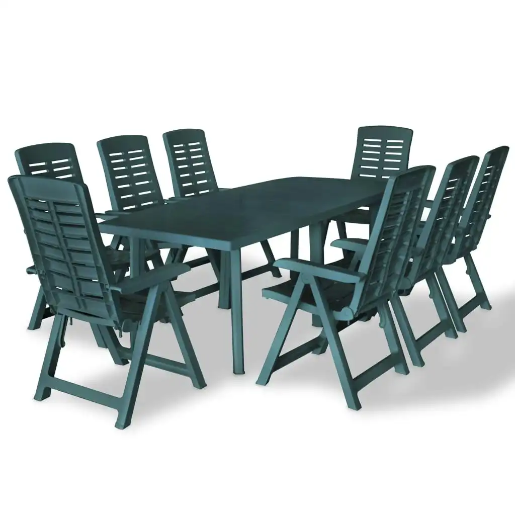 9 Piece Outdoor Dining Set Plastic Green 275081