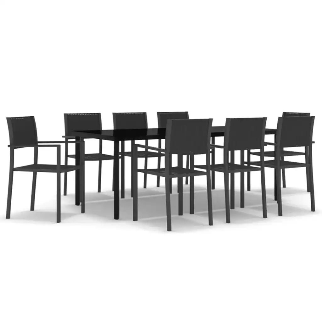 9 Piece Garden Dining Set Black 3099268