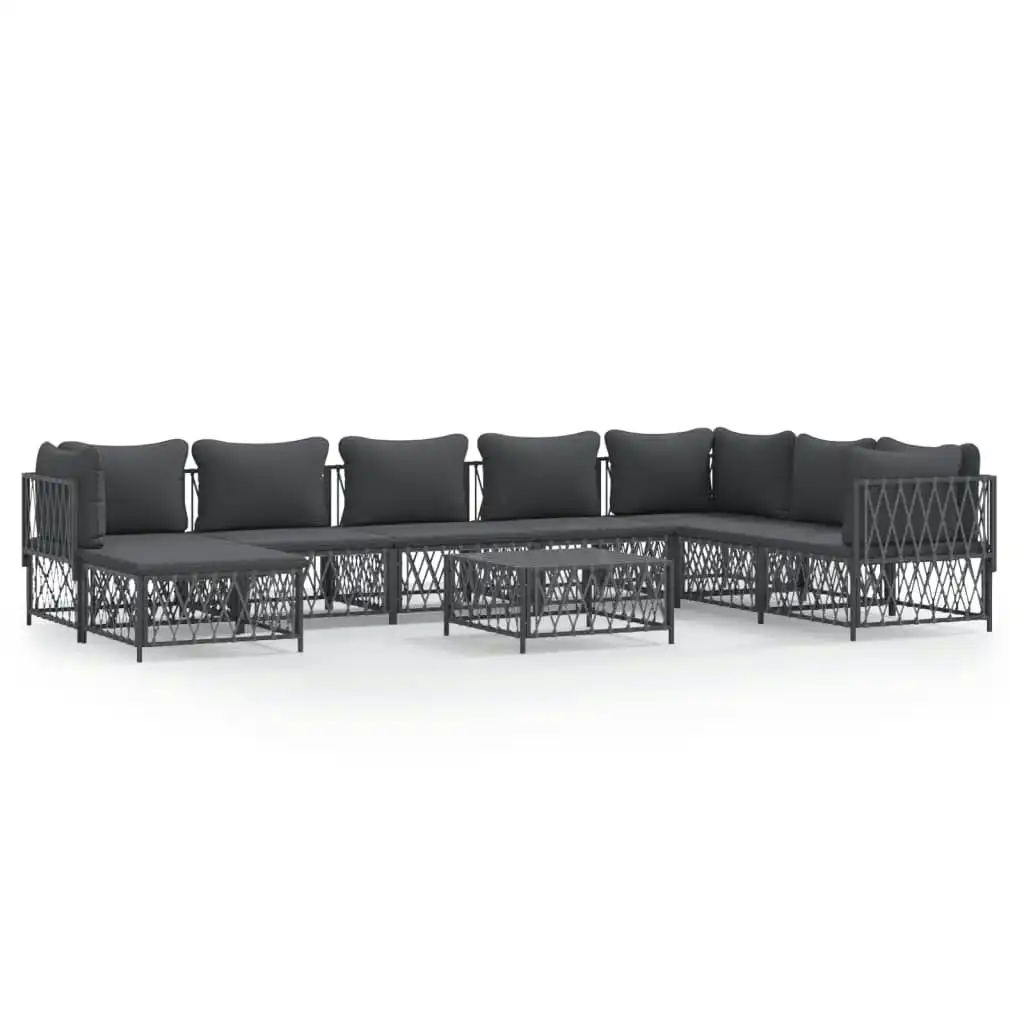 9 Piece Garden Lounge Set with Cushions Anthracite Steel 3186915