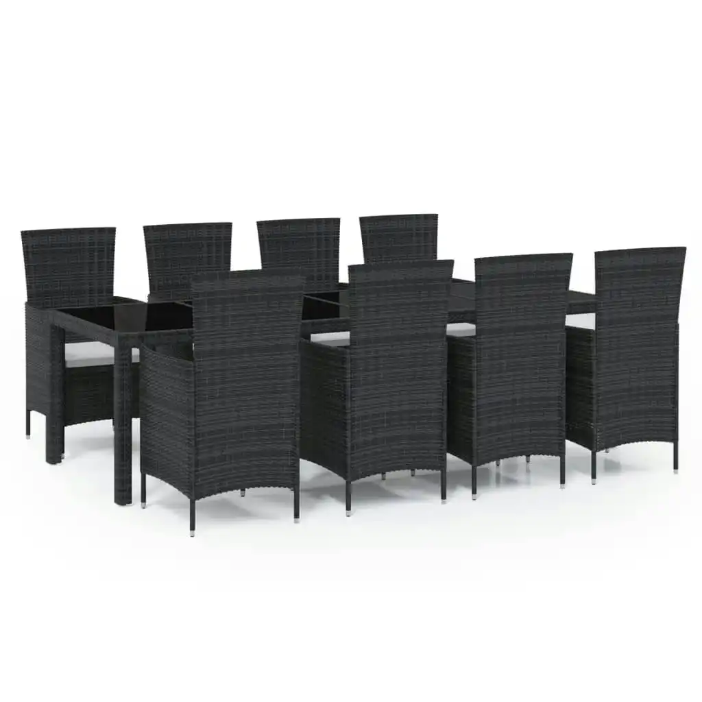 9 Piece Outdoor Dining Set with Cushions Poly Rattan 3094847