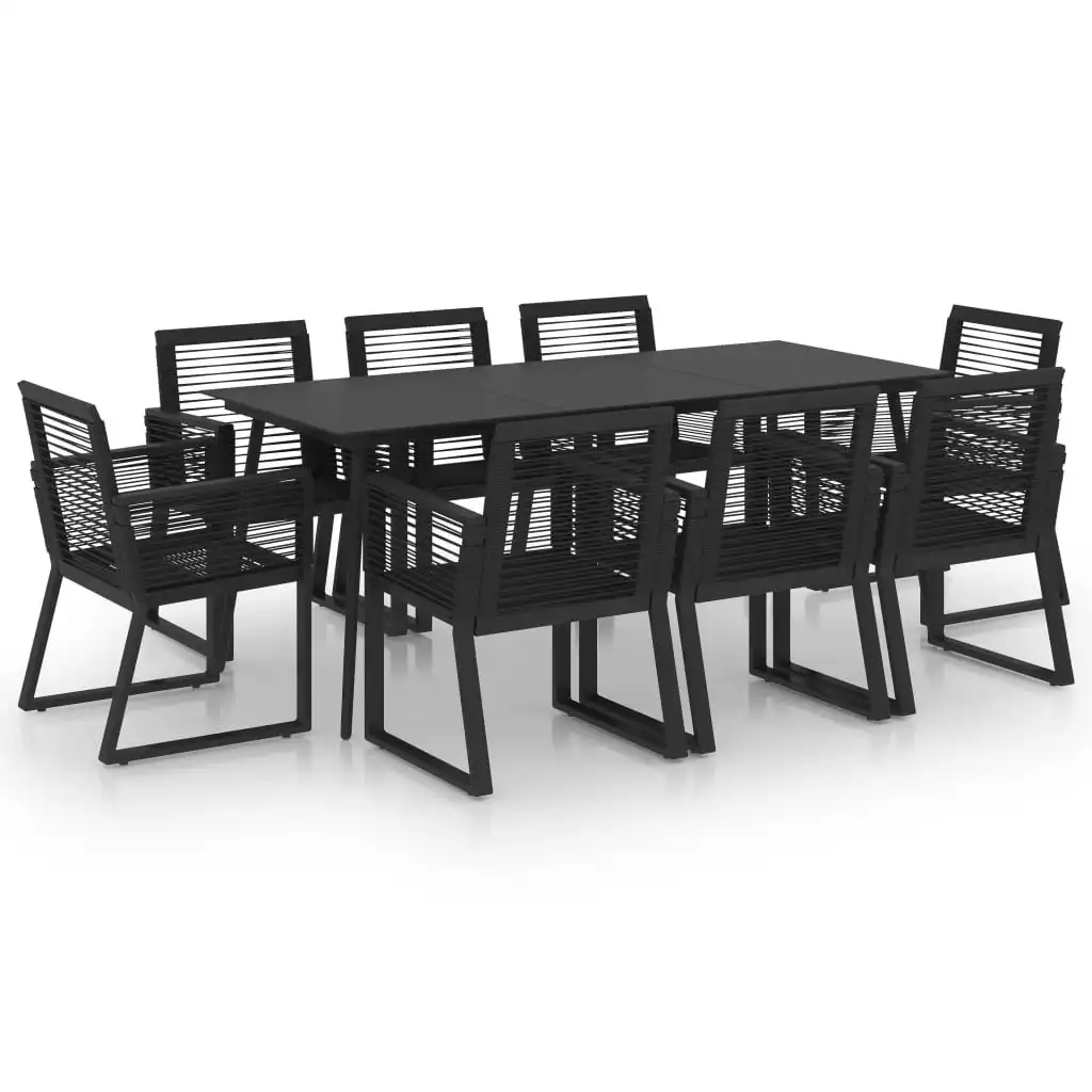 9 Piece Outdoor Dining Set PVC Rattan Black 3060218