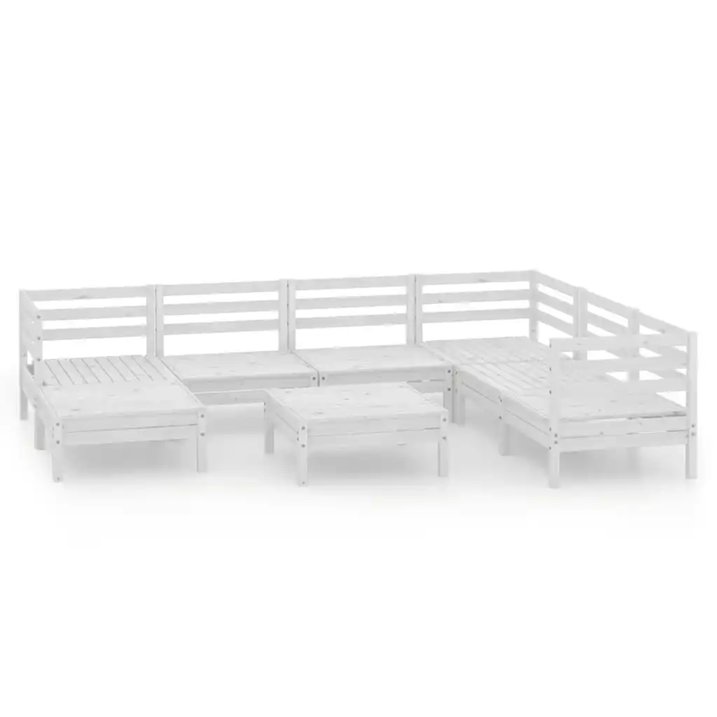 8 Piece Garden Lounge Set Solid Pinewood White 3082980