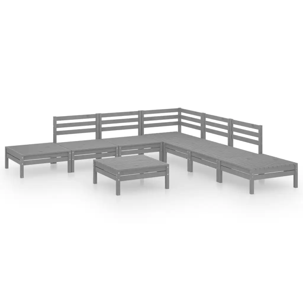 8 Piece Garden Lounge Set Solid Pinewood Grey 3082654