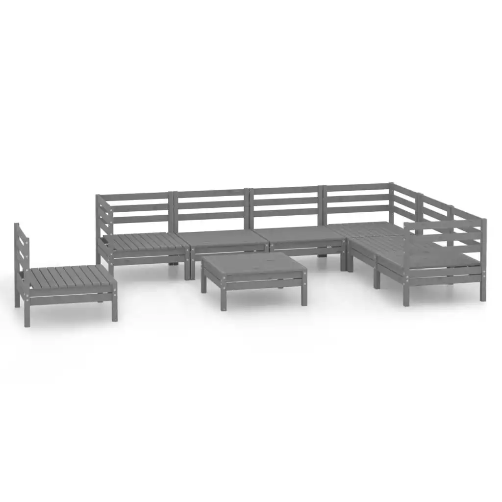 8 Piece Garden Lounge Set Solid Pinewood Grey 3083041