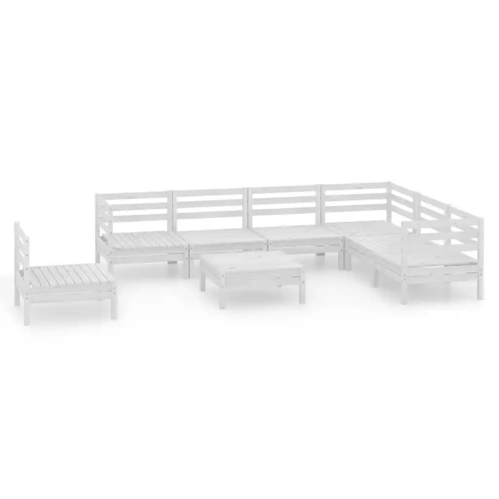 8 Piece Garden Lounge Set Solid Pinewood White 3083040