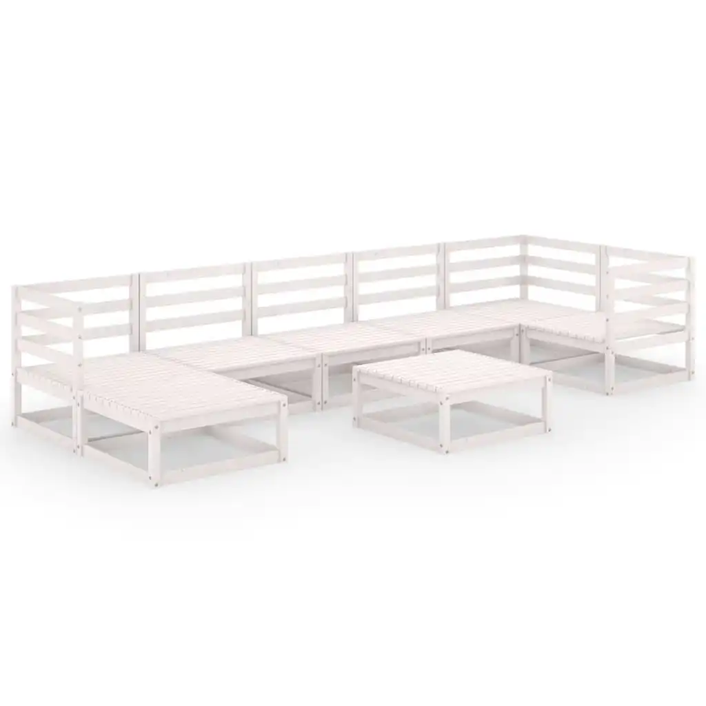 8 Piece Garden Lounge Set White Solid Pinewood 3075700