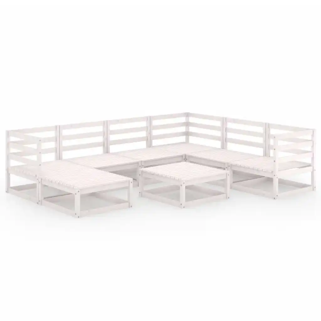 8 Piece Garden Lounge Set White Solid Pinewood 3075710