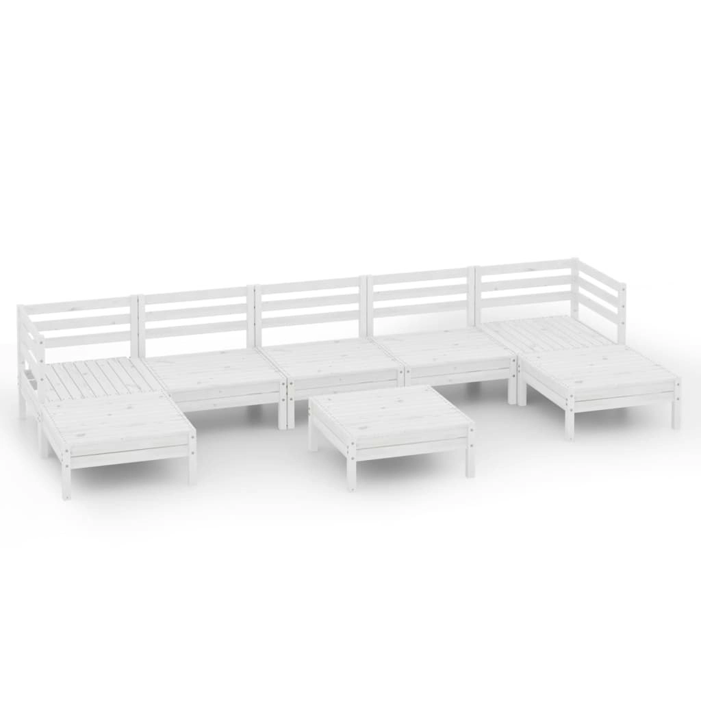 8 Piece Garden Lounge Set White Solid Pinewood 3083350