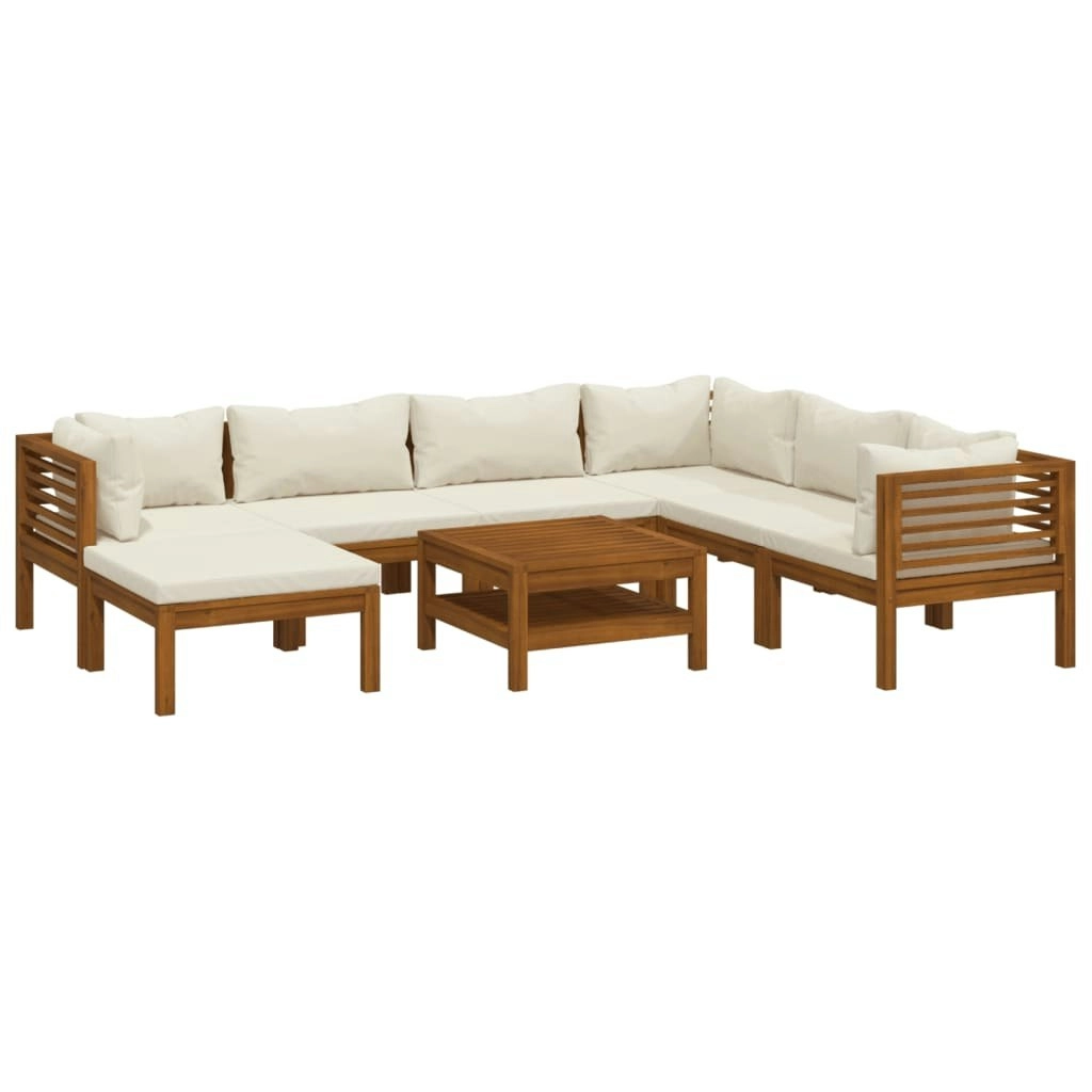 8 Piece Garden Lounge Set with Cream Cushion Solid Acacia Wood 3086940