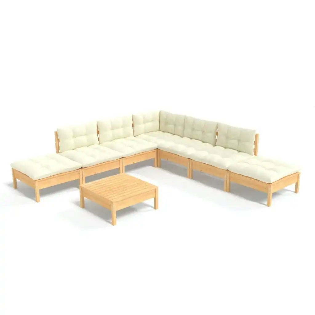 8 Piece Garden Lounge Set with Cream Cushions Pinewood 3096328