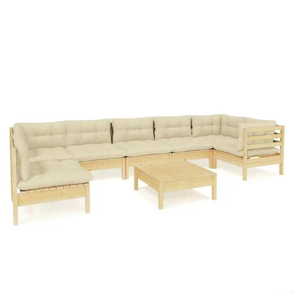 8 Piece Garden Lounge Set with Cream Cushions Pinewood 3096436