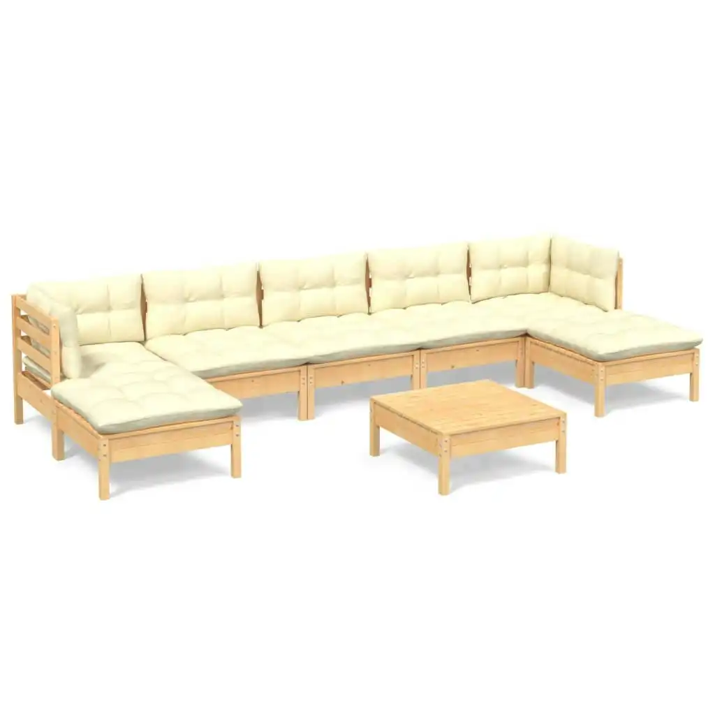 8 Piece Garden Lounge Set with Cream Cushions Pinewood 3097097