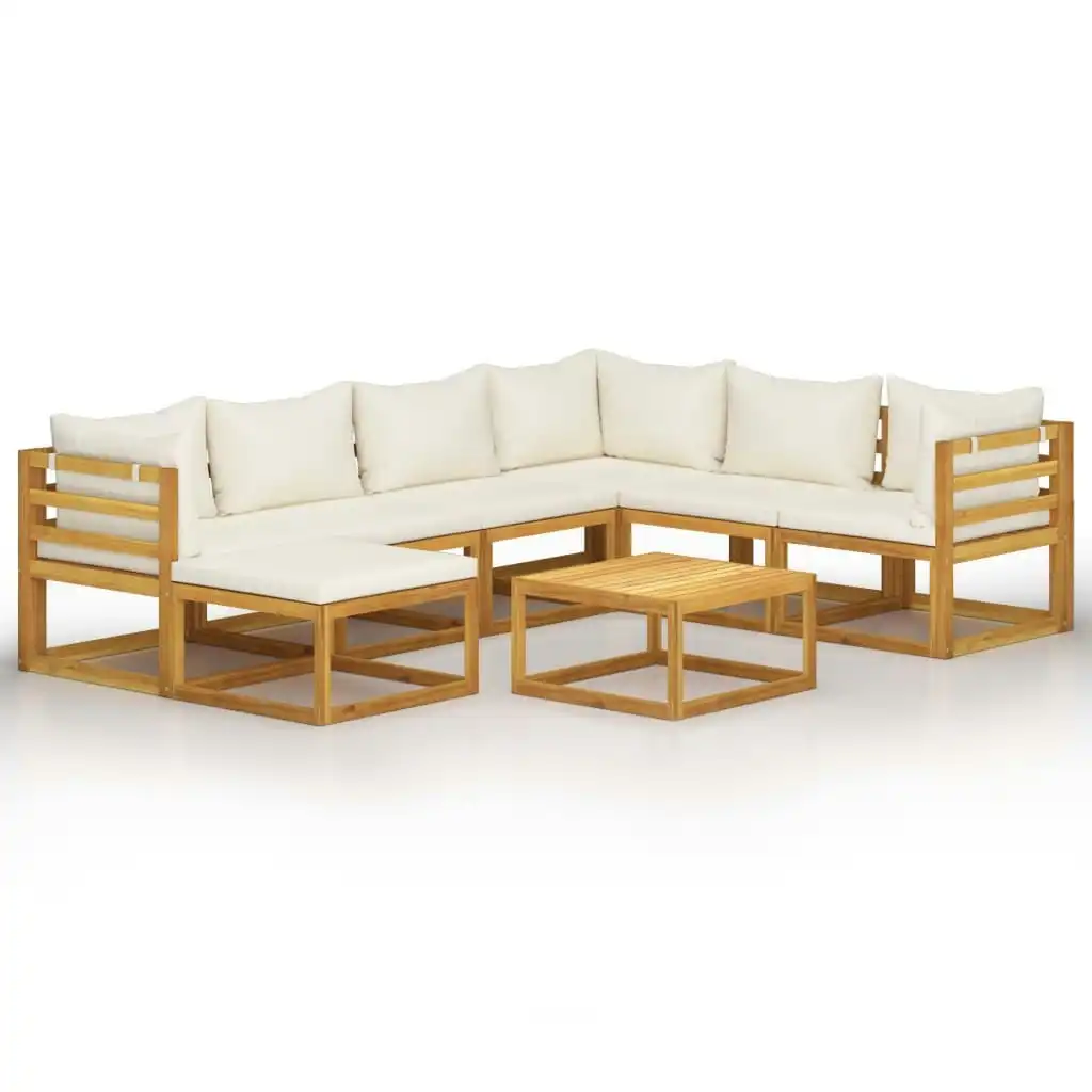 8 Piece Garden Lounge Set with Cushion Cream Solid Acacia Wood 3057646