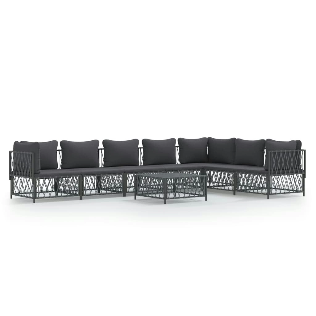 8 Piece Garden Lounge Set with Cushions Anthracite Steel 3186885