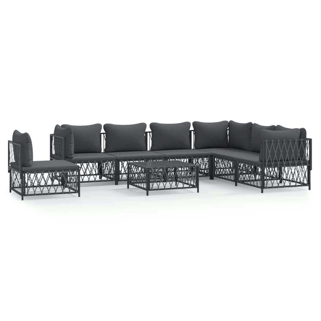 8 Piece Garden Lounge Set with Cushions Anthracite Steel 3186891