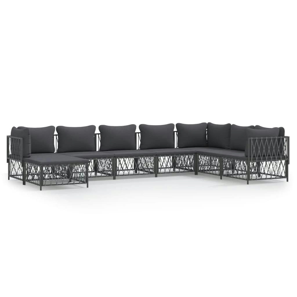 8 Piece Garden Lounge Set with Cushions Anthracite Steel 3186913