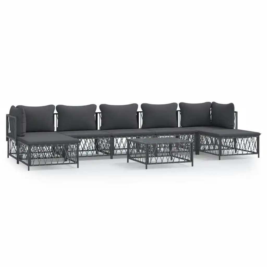 8 Piece Garden Lounge Set with Cushions Anthracite Steel 3186907