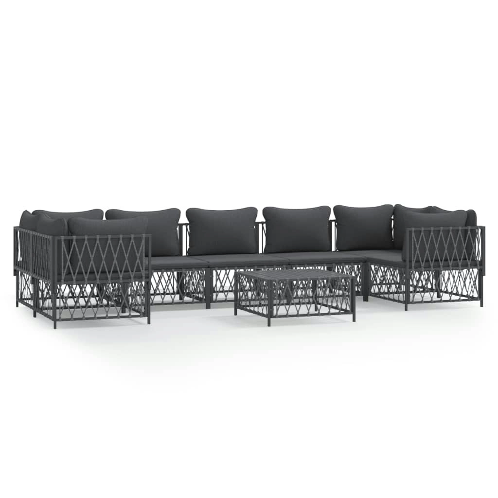 8 Piece Garden Lounge Set with Cushions Anthracite Steel 3186925