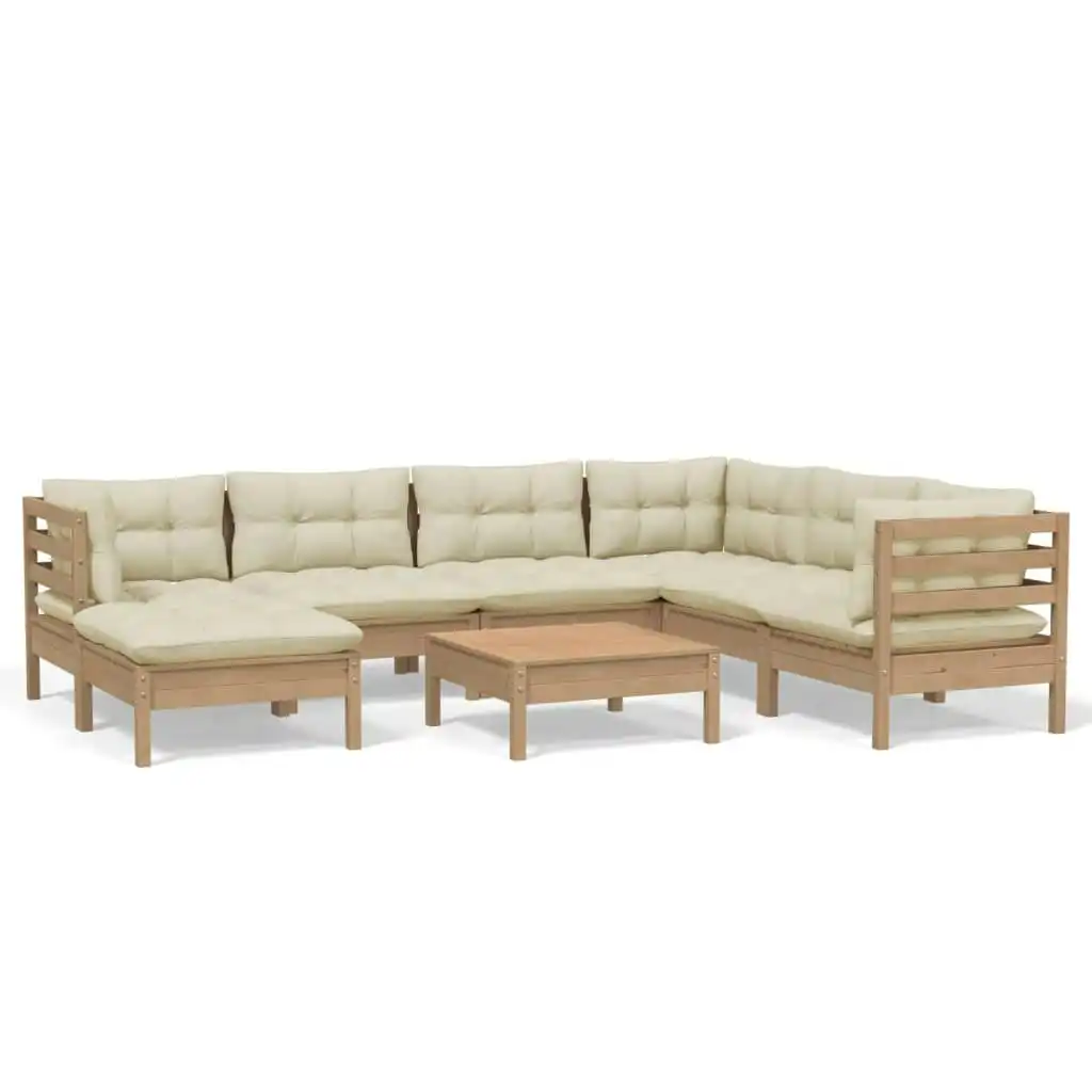 8 Piece Garden Lounge Set with Cushions Honey Brown Pinewood 3096656