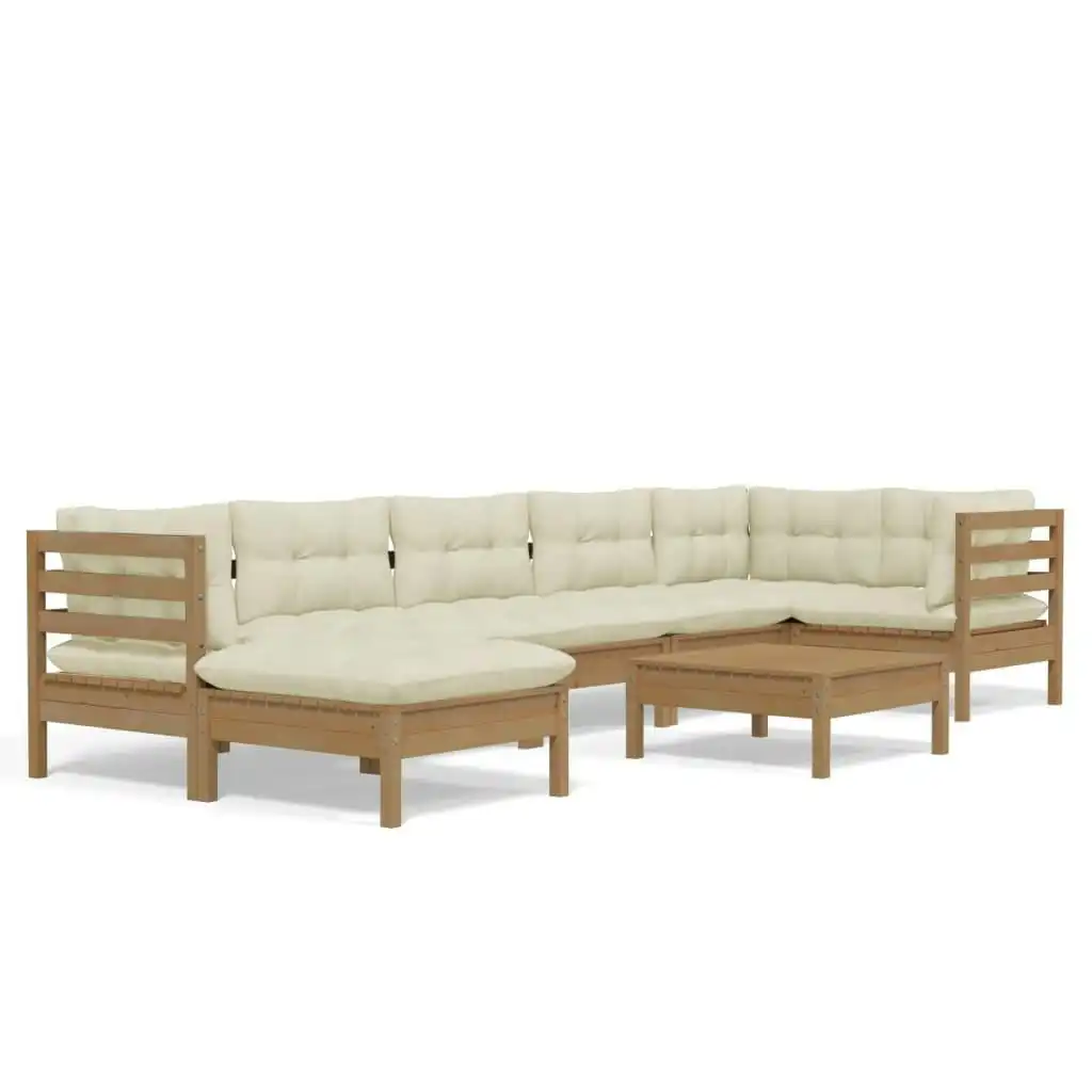 8 Piece Garden Lounge Set with Cushions Honey Brown Pinewood 3096559