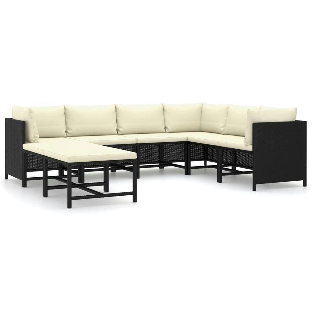 8 Piece Garden Lounge Set with Cushions Poly Rattan Black 3059798