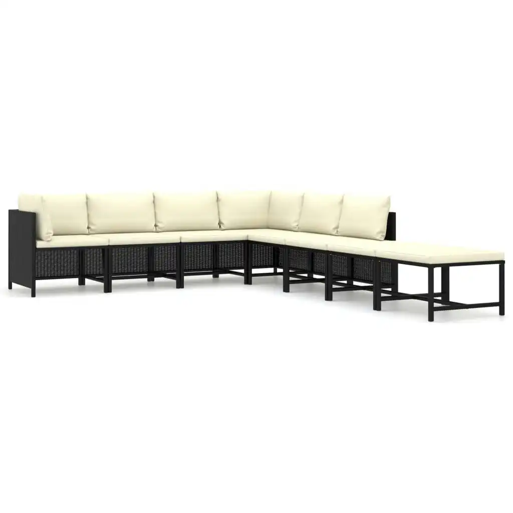 8 Piece Garden Lounge Set with Cushions Poly Rattan Black 3059793