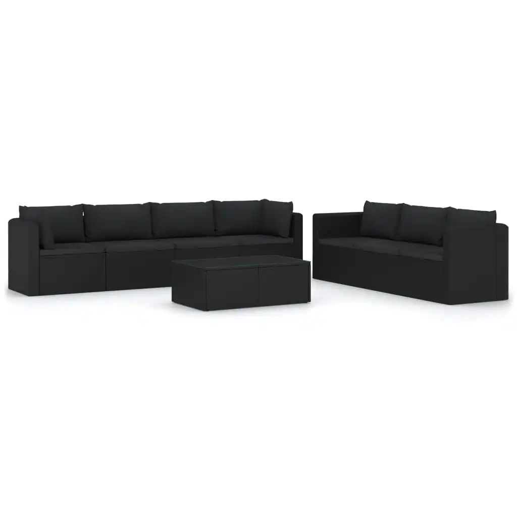 8 Piece Garden Lounge Set with Cushions Poly Rattan Black 3059502