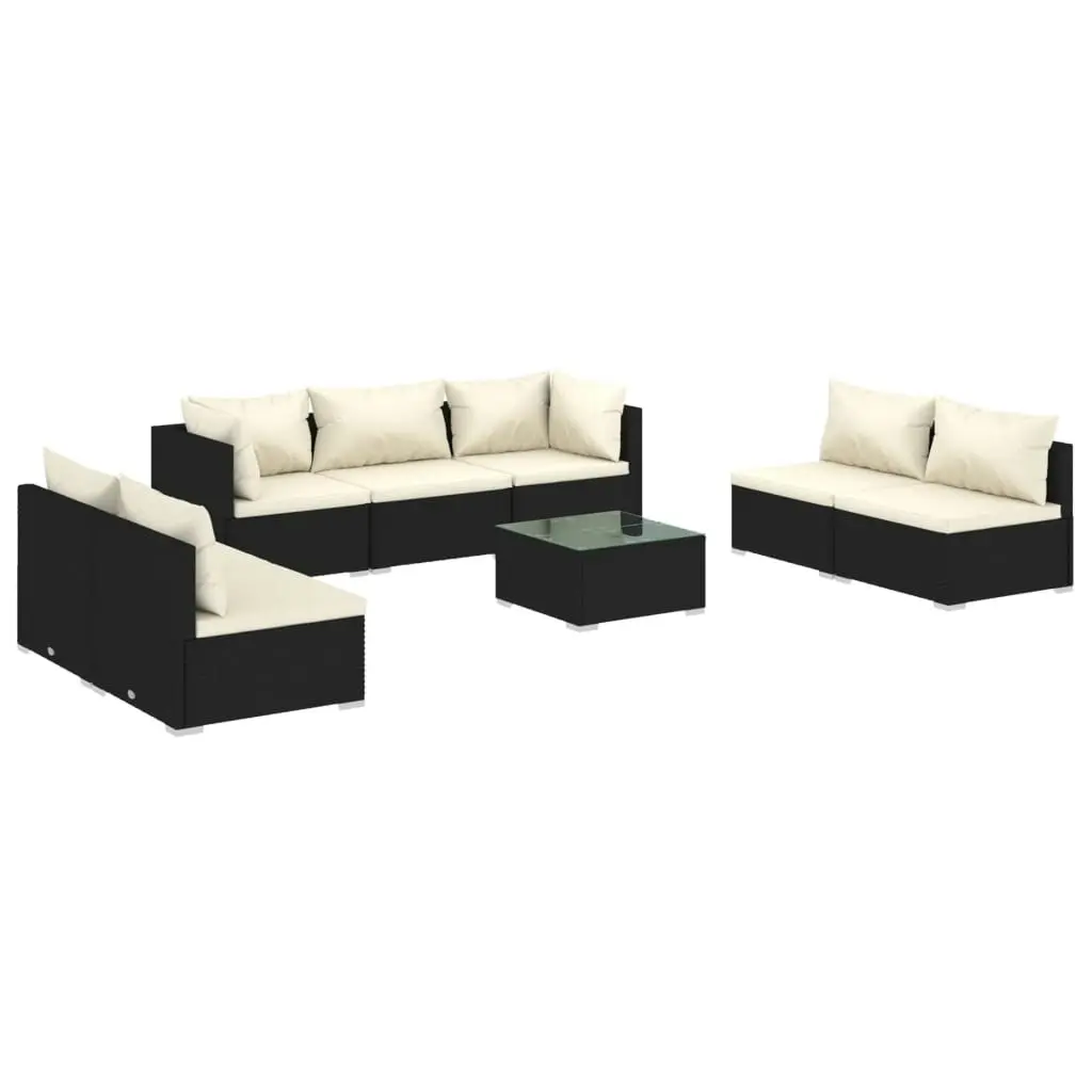 8 Piece Garden Lounge Set with Cushions Poly Rattan Black 3102239