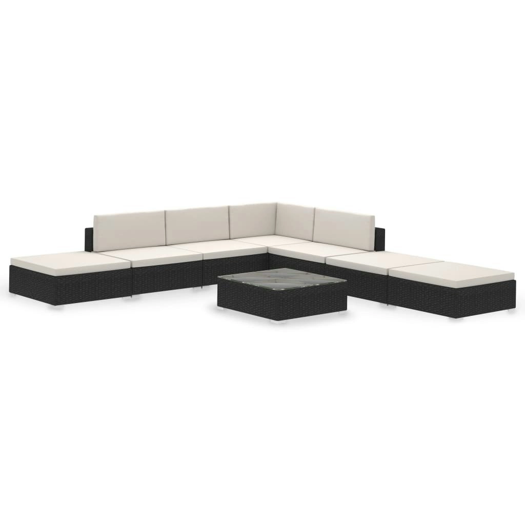 8 Piece Garden Lounge Set with Cushions Poly Rattan Black 41259