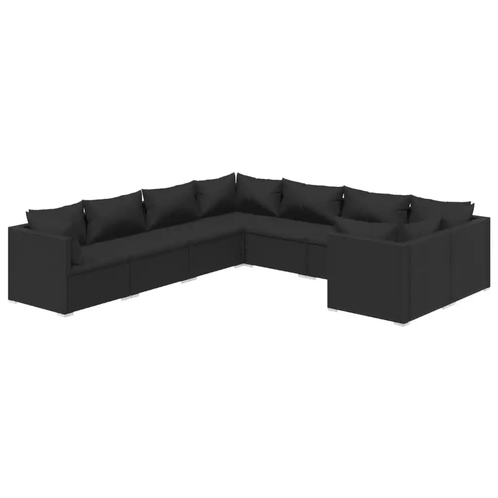 8 Piece Garden Lounge Set with Cushions Poly Rattan Black 3102752