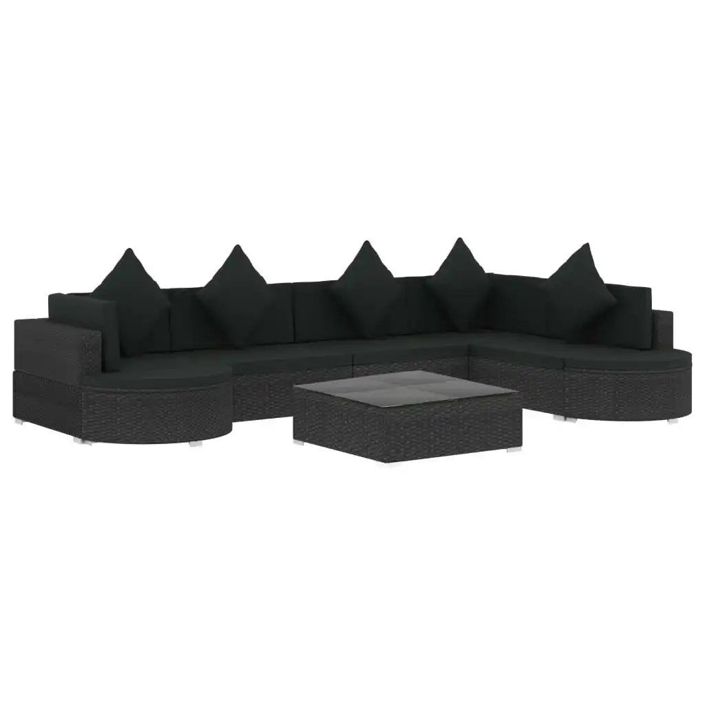 8 Piece Garden Lounge Set with Cushions Poly Rattan Black 46751