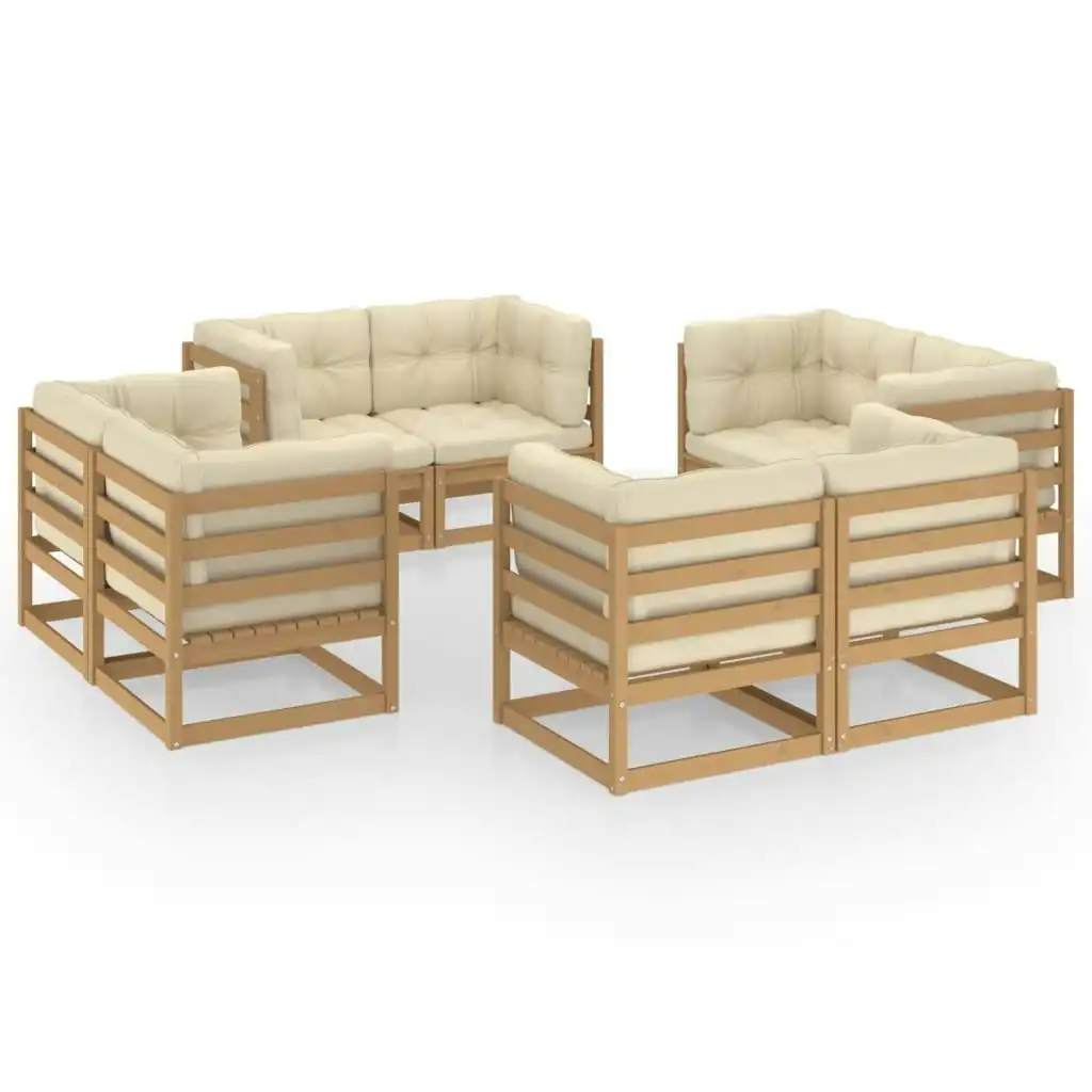 8 Piece Garden Lounge Set with Cushions Solid Pinewood 3076337