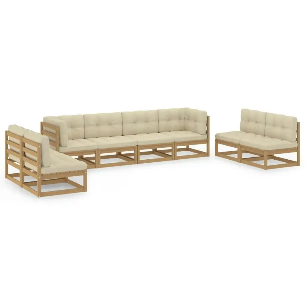 8 Piece Garden Lounge Set with Cushions Solid Pinewood 3076482