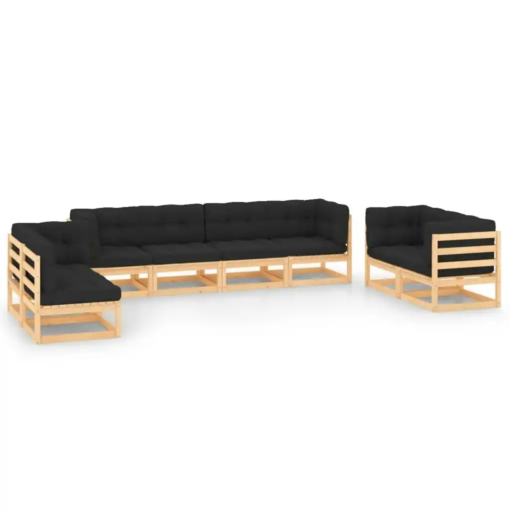 8 Piece Garden Lounge Set with Cushions Solid Pinewood 3083806